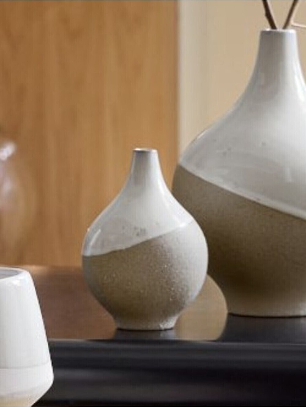 West Elm Half Dipped White Stoneware Small Bud Vase
